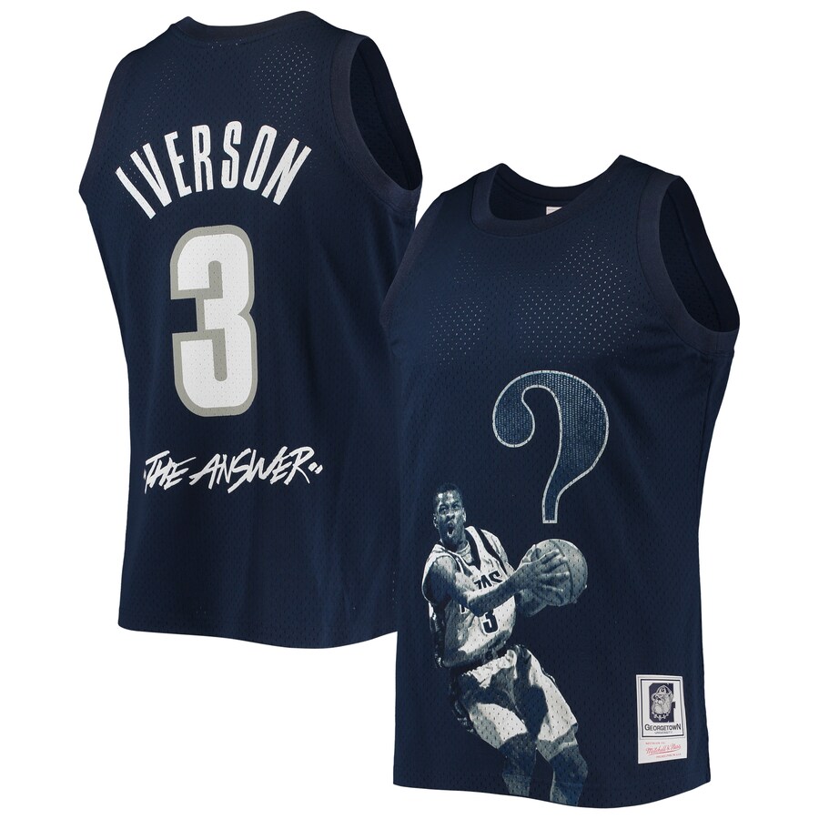 Men's Mitchell & Ness Allen Iverson Navy Georgetown Hoyas The Answer Replica Jersey - Jersey