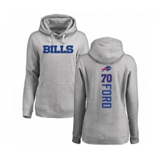 Football Women's Buffalo Bills #70 Cody Ford Ash Backer Pullover Hoodie - Jersey
