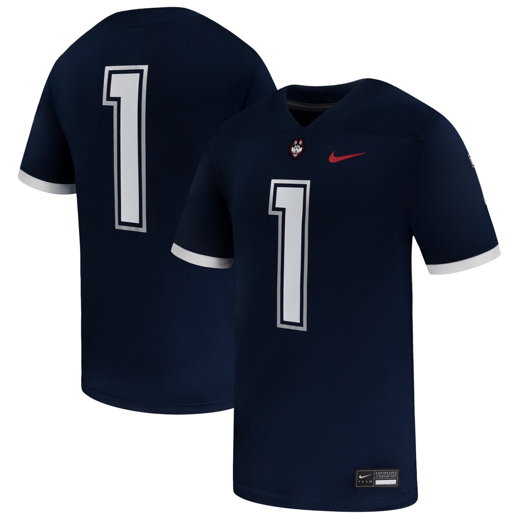 Men's Nike #1 Navy UConn Huskies Game Football Jersey - Jersey