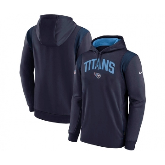 Mens Tennessee Titans Navy Sideline Stack Performance Pullover Hoodie - Jersey