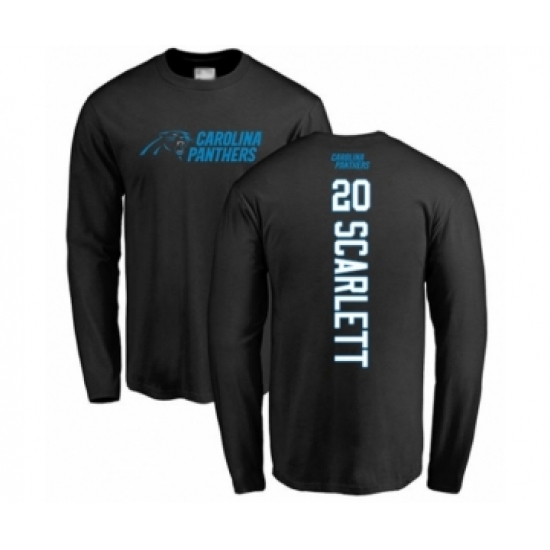 Football Carolina Panthers #20 Jordan Scarlett Black Backer Long Sleeve T-Shirt - Jersey