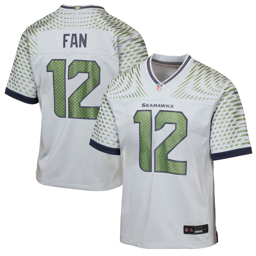 Youth Seattle Seahawks 12s Nike Wolf Gray 2025 Rivalries Collection Game Jersey - Jersey