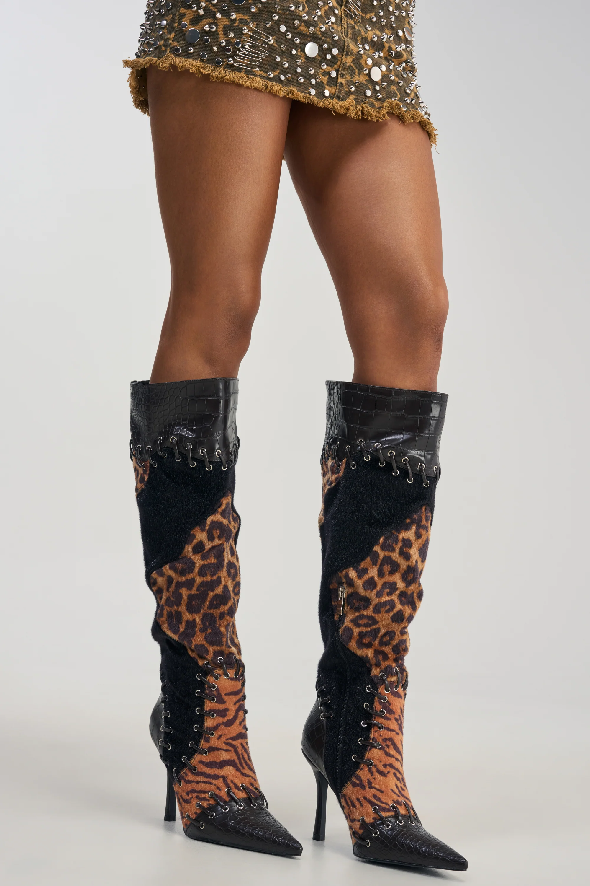 AZALEA WANG KAIROX ANIMAL PATCHWORK LUXE BOOT - Akira Wear