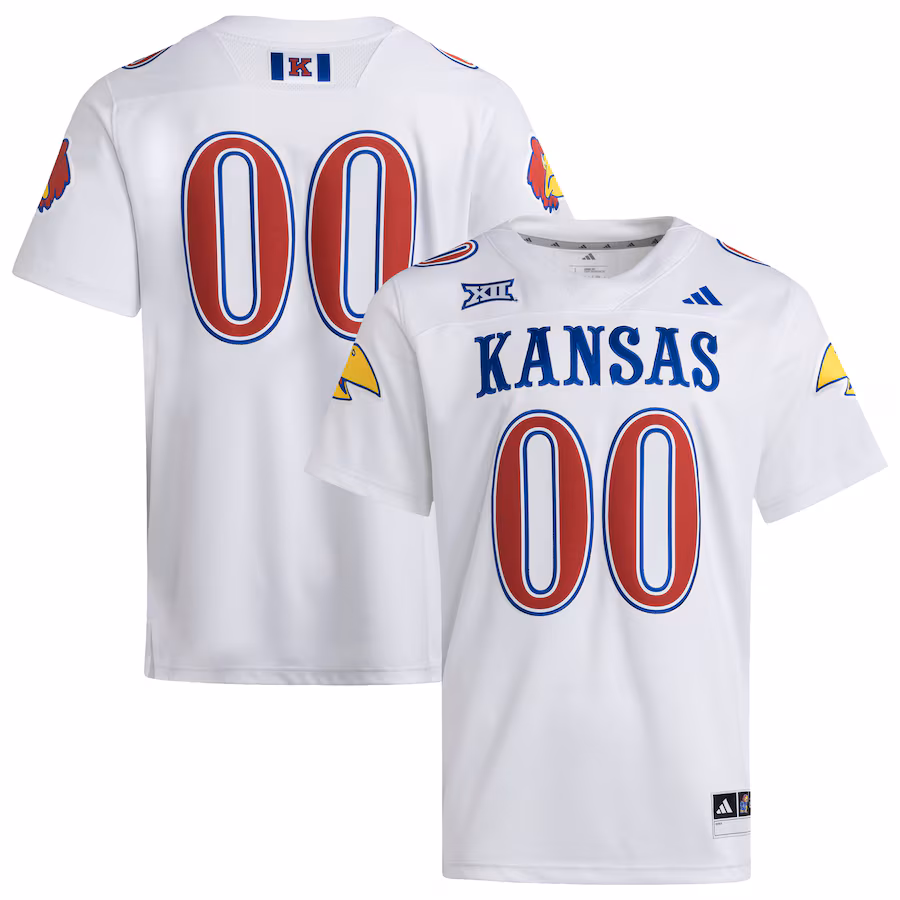 Men's adidas #00 White Kansas Jayhawks Premier Strategy Jersey - Jersey