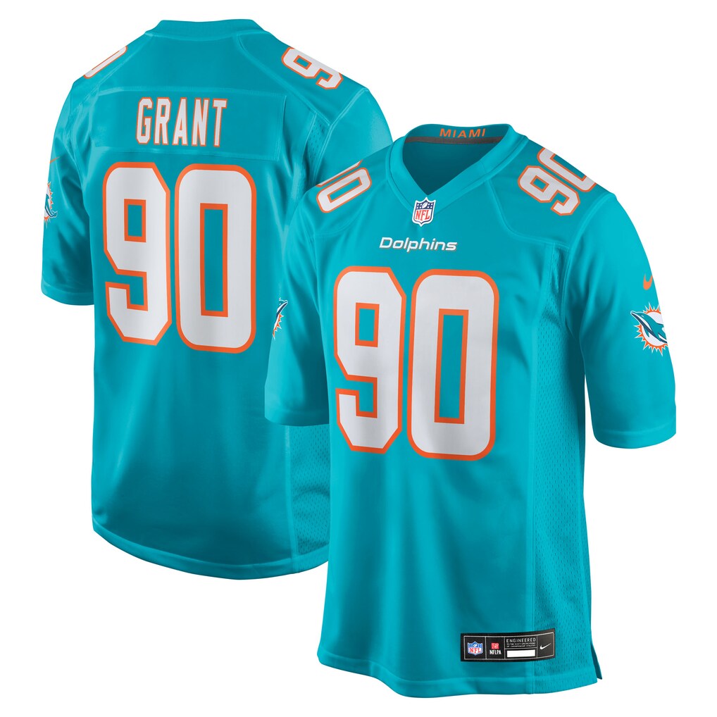 Men's Miami Dolphins Kenneth Grant Nike Aqua Team Game Jersey - Jersey