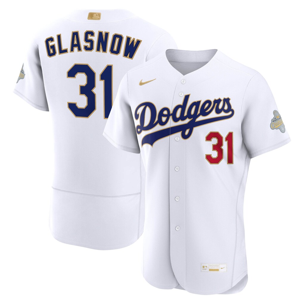 Men's Los Angeles Dodgers Tyler Glasnow Nike White 2026 Gold Collection Authentic Jersey - Jersey