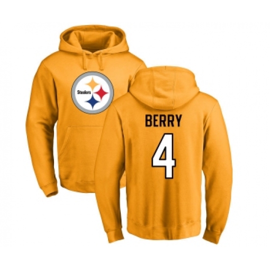Football Pittsburgh Steelers #4 Jordan Berry Gold Name & Number Logo Pullover Hoodie - Jersey