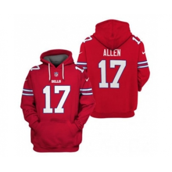 Men's Buffalo Bills #17 Josh Allen 2021 Red Pullover Football Hoodie - Jersey
