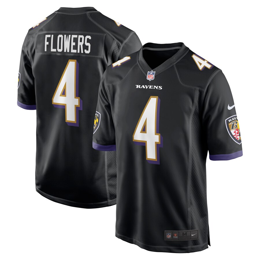 Men's Baltimore Ravens Zay Flowers Nike Black Alternate Game Jersey - Jersey