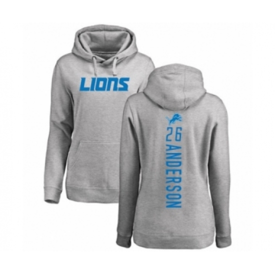 Football Women's Detroit Lions #26 C.J. Anderson Ash Backer Pullover Hoodie - Jersey