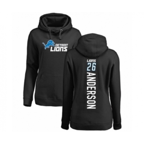 Football Women's Detroit Lions #26 C.J. Anderson Black Backer Pullover Hoodie - Jersey