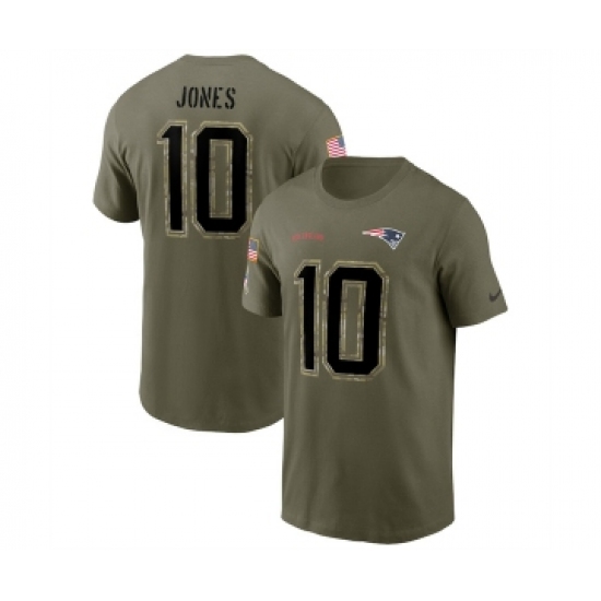 Men's New England Patriots #10 Mac Jones 2022 Olive Salute to Service T-Shirt - Jersey