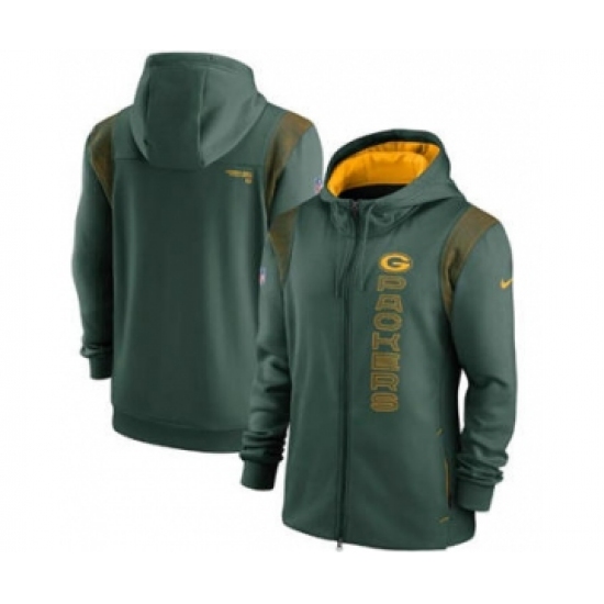 Men's Green Bay Packers 2021 Green Sideline Team Performance Full-Zip Hoodie - Jersey