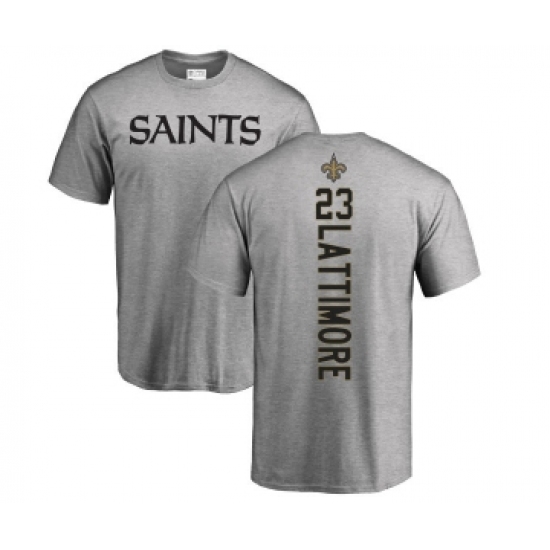 Football New Orleans Saints #23 Marshon Lattimore Ash Backer T-Shirt - Jersey