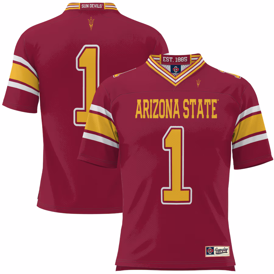 Men's GameDay Greats #1 Maroon Arizona State Sun Devils Football Jersey - Jersey