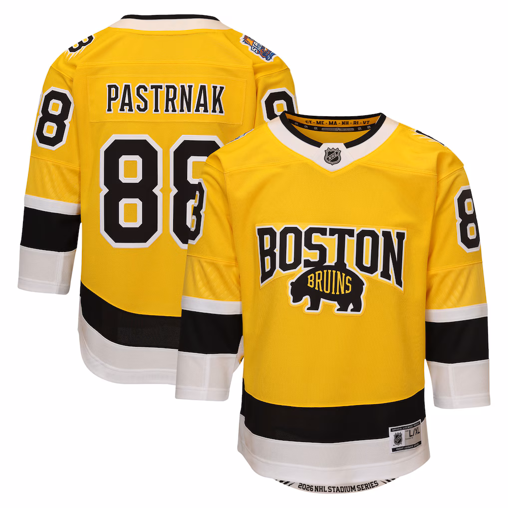 Youth Boston Bruins David Pastrnak Outerstuff Gold 2026 NHL Stadium Series Premier Jersey - Jersey