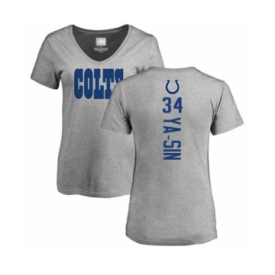Football Women's Indianapolis Colts #34 Rock Ya-Sin Ash Backer T-Shirt - Jersey