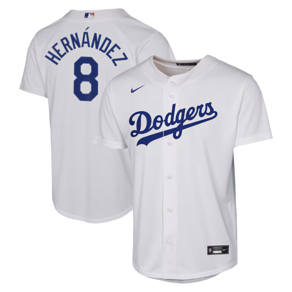 Youth Los Angeles Dodgers Enrique Hernández Nike White Home Baseline Jersey - Jersey