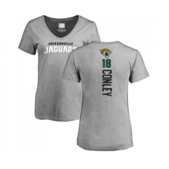 Football Women's Jacksonville Jaguars #18 Chris Conley Ash Backer T-Shirt - Jersey