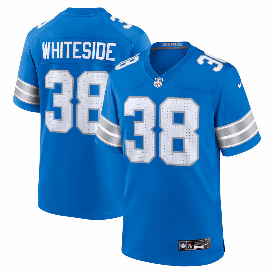 Men's Detroit Lions Nick Whiteside Nike Blue Team Game Jersey - Jersey