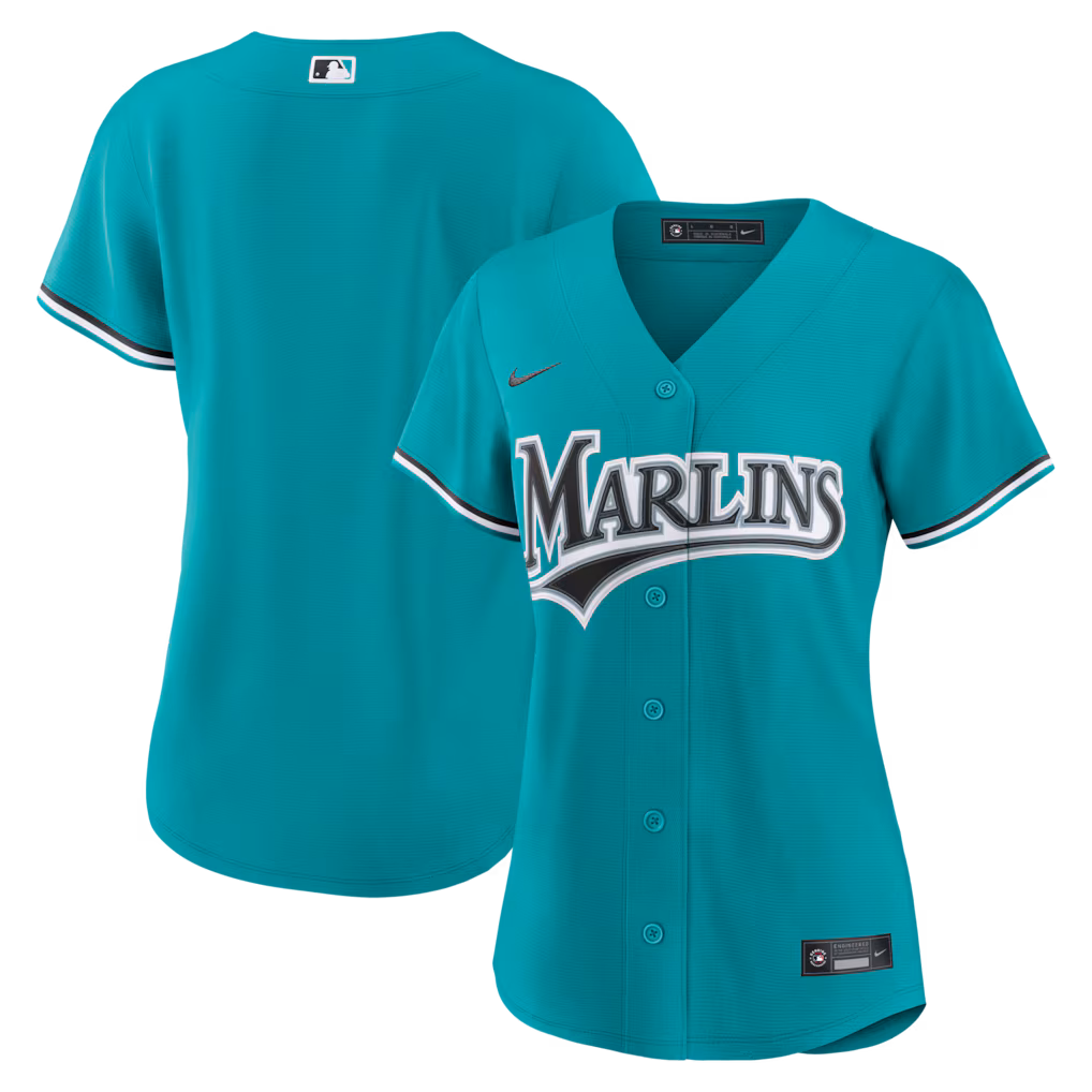 Women's Miami Marlins  Nike Teal Alternate Replica Jersey - Jersey