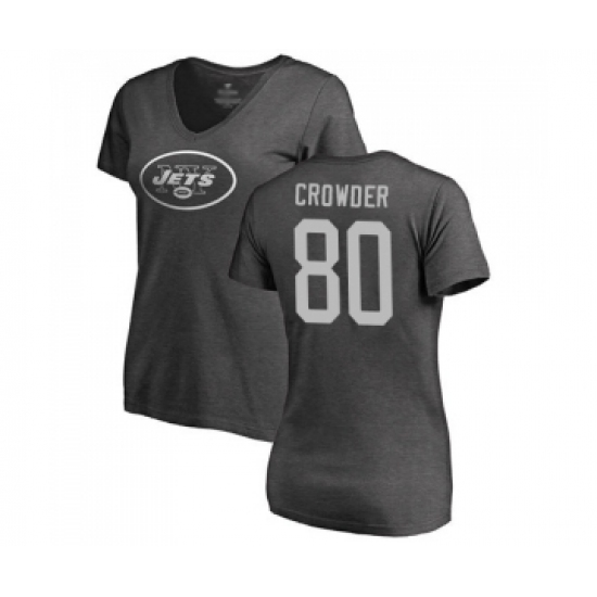 Football Women's New York Jets #80 Jamison Crowder Ash One Color T-Shirt - Jersey