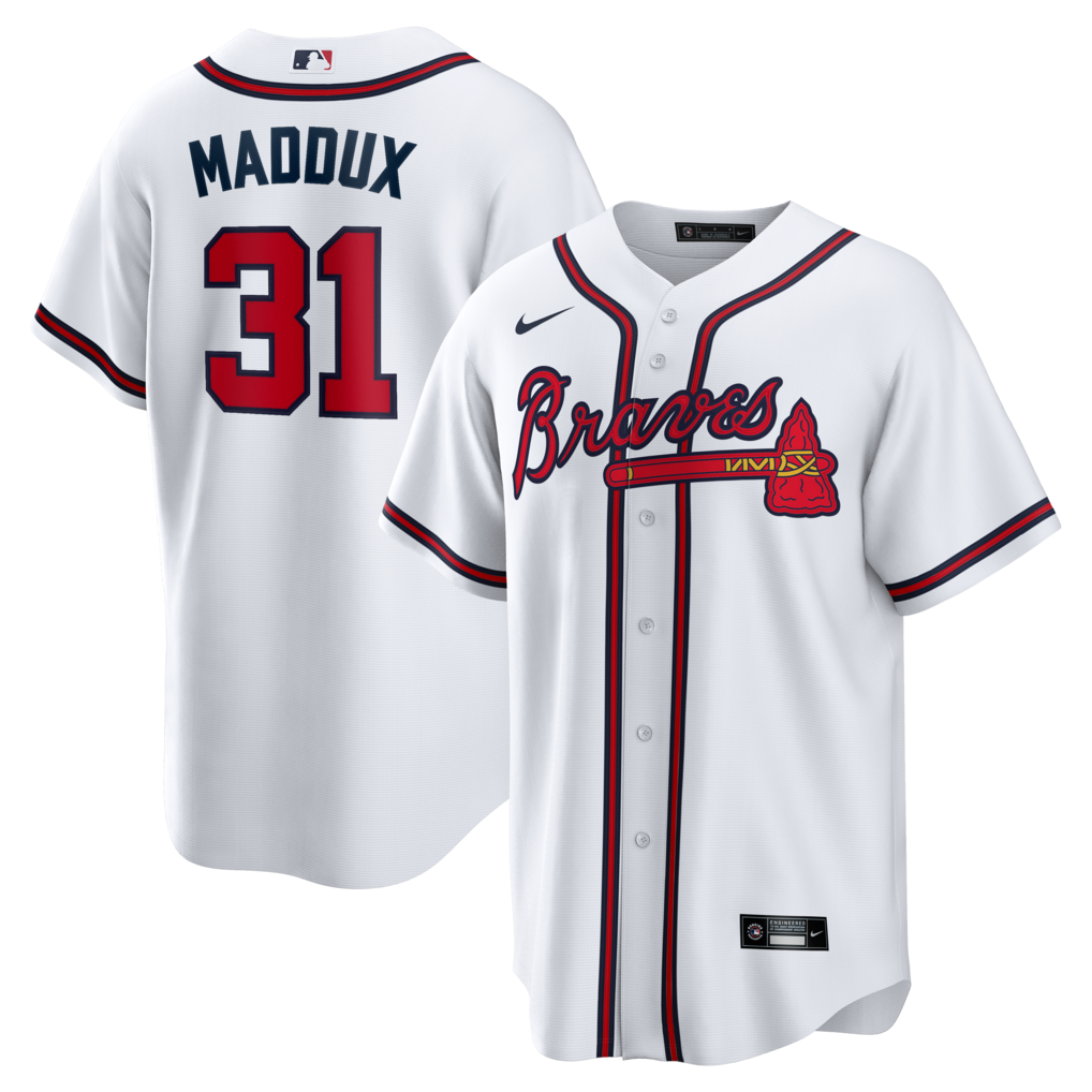 Men's Atlanta Braves Greg Maddux Nike White Home Retired Player Replica Jersey - Jersey