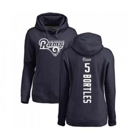 Football Women's Los Angeles Rams #5 Blake Bortles Navy Blue Backer Pullover Hoodie - Jersey