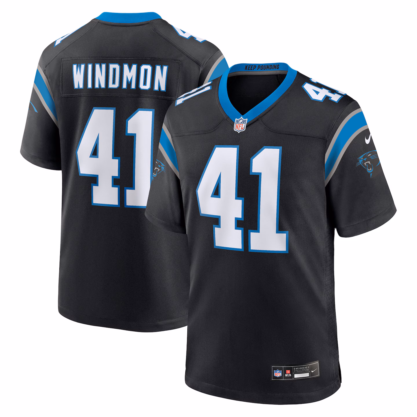 Men's Carolina Panthers Jacoby Windmon Nike Black Team Game Jersey - Jersey