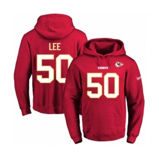Football Men's Kansas City Chiefs #50 Darron Lee Red Name & Number Pullover Hoodie - Jersey