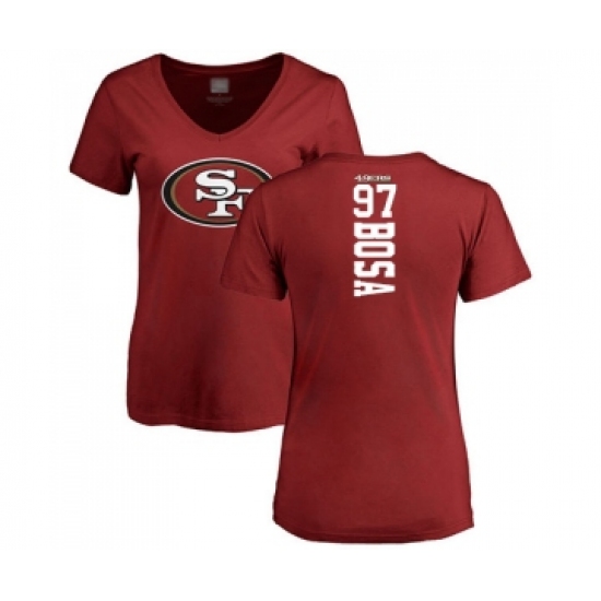 Football Women's San Francisco 49ers #97 Nick Bosa Red Backer T-Shirt - Jersey