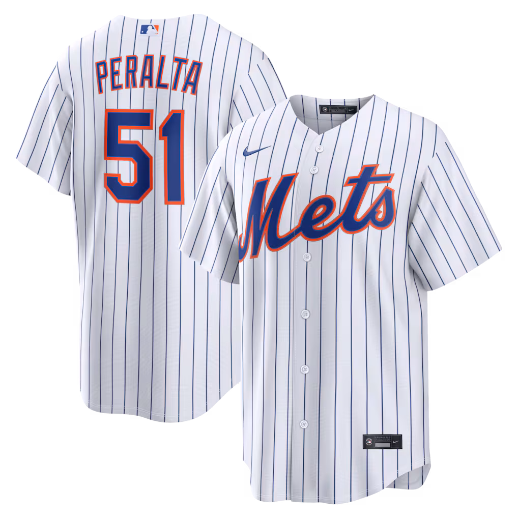 Men's New York Mets Freddy Peralta Nike White Home Replica Jersey - Jersey