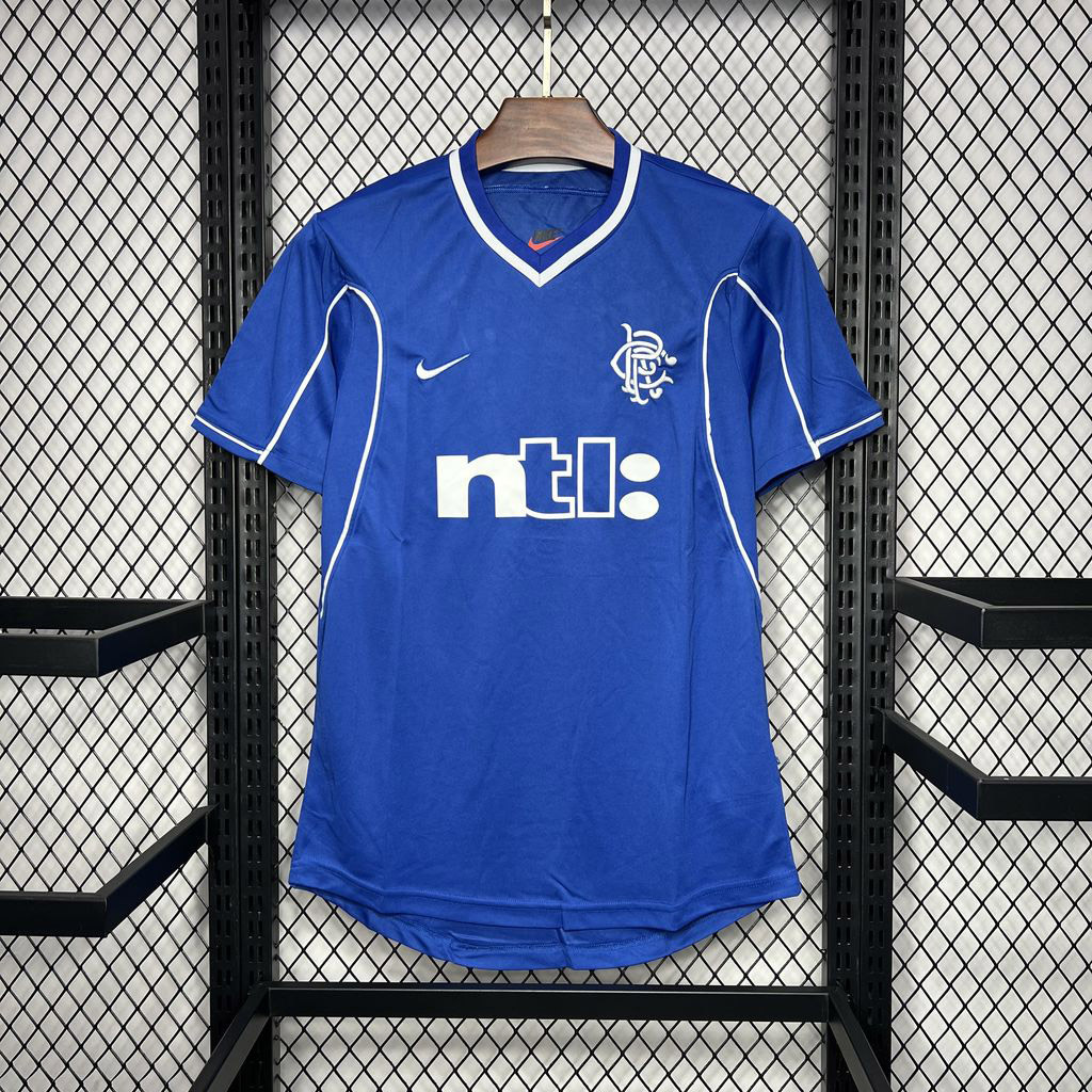 Rangers FC Retro Soccer Jersey Home Custom Shirt 1999-00 - Jersey