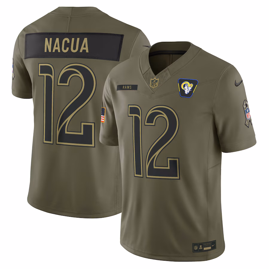 Men's Los Angeles Rams Puka Nacua Nike Olive 2025 Salute to Service Limited Jersey - Jersey