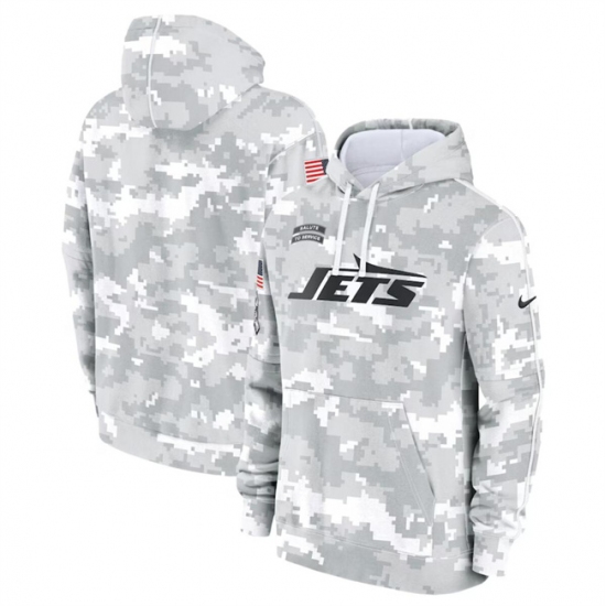 Men's New York Jets 2024 Arctic Camo Salute To Service Club Fleece Pullover Hoodie - Jersey