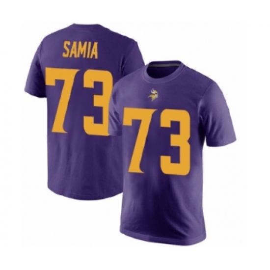 Football Minnesota Vikings #73 Dru Samia Purple Rush Pride Name & Number T-Shirt - Jersey