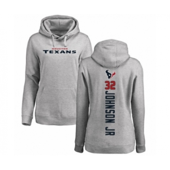 Football Women's Houston Texans #32 Lonnie Johnson Ash Backer Pullover Hoodie - Jersey