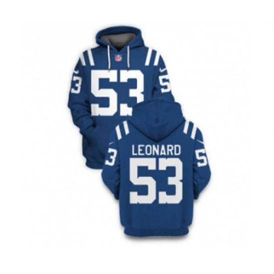 Men's Indianapolis Colts #53 Darius Leonard 2021 Blue Pullover Football Hoodie - Jersey