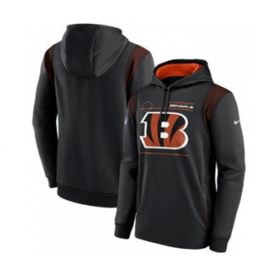 Men's Cincinnati Bengals 2021 Black Sideline Logo Performance Pullover Hoodie - Jersey