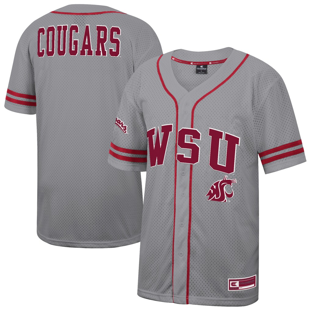 Men's Colosseum Gray Washington State Cougars Free Spirited Baseball Jersey - Jersey
