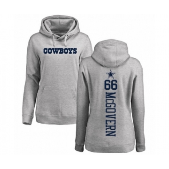 Football Women's Dallas Cowboys #66 Connor McGovern Ash Backer Pullover Hoodie - Jersey