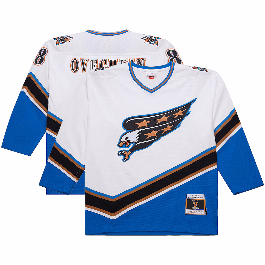 Men's Washington Capitals Alexander Ovechkin Mitchell & Ness White Big & Tall 2005/06 Power Play Jersey - Jersey
