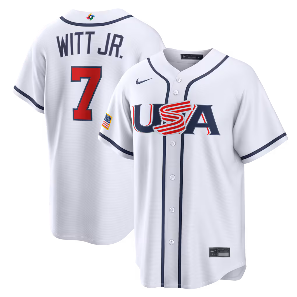 Men's USA Baseball Bobby Witt Jr. Nike White 2026 World Baseball Classic Home Stadium Jersey - Jersey