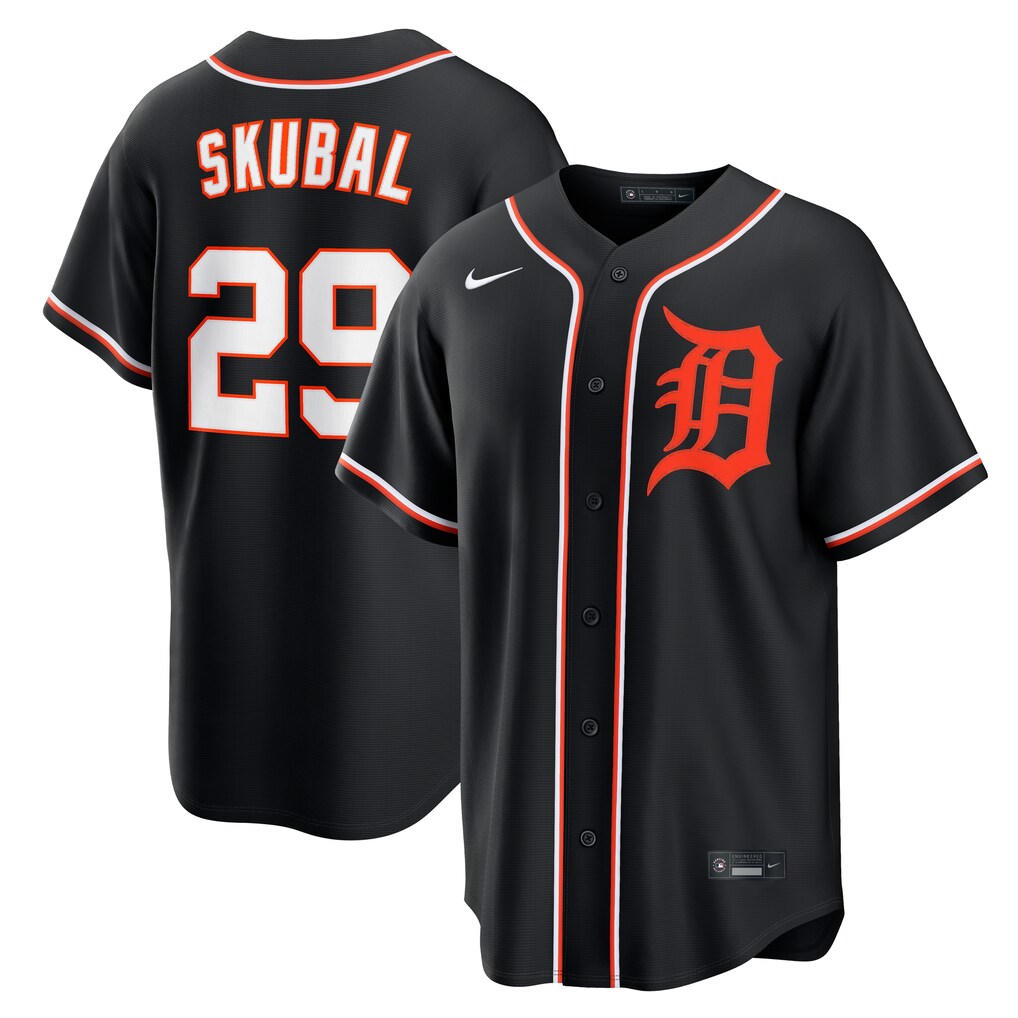Men's Detroit Tigers Tarik Skubal Nike Fashion Replica Black Out Jersey - Jersey