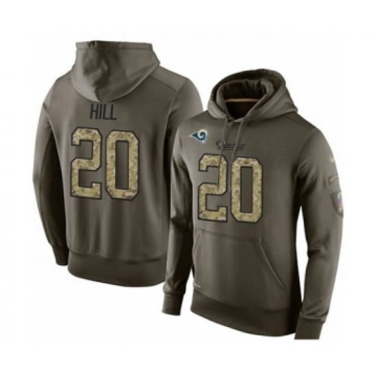 Football Men's Los Angeles Rams #20 Troy Hill Green Salute To Service Pullover Hoodie - Jersey