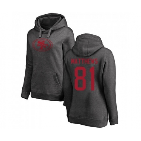 Football Women's San Francisco 49ers #81 Jordan Matthews Ash One Color Pullover Hoodie - Jersey