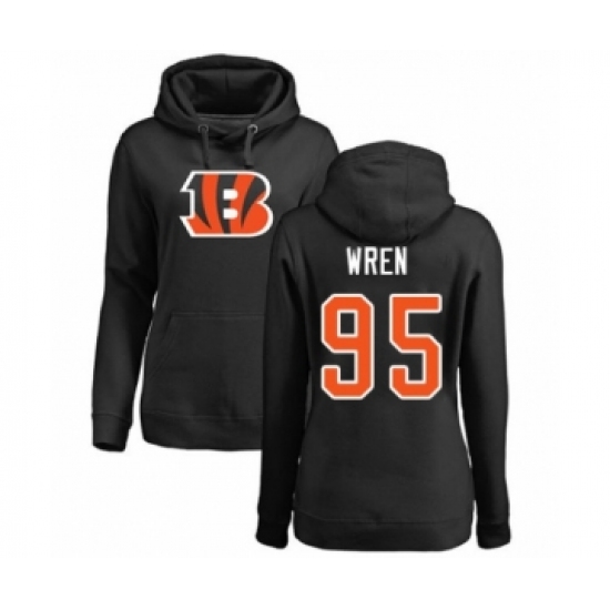 Football Women's Cincinnati Bengals #95 Renell Wren Black Name & Number Logo Pullover Hoodie - Jersey