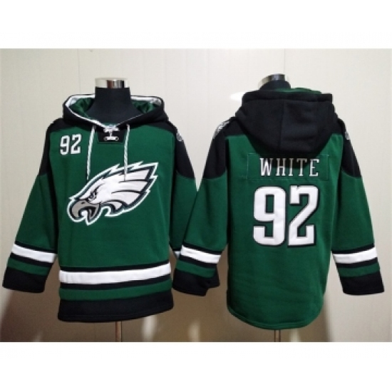 Men's Philadelphia Eagles #92 Reggie White Green Lace-Up Pullover Hoodie - Jersey