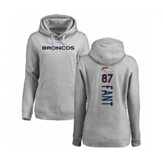 Football Women's Denver Broncos #87 Noah Fant Ash Backer Pullover Hoodie - Jersey