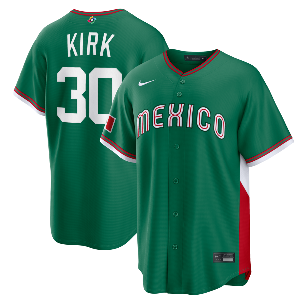 Men's Mexico Baseball Alejandro Kirk Nike Green 2026 World Baseball Classic Road Stadium Jersey - Jersey